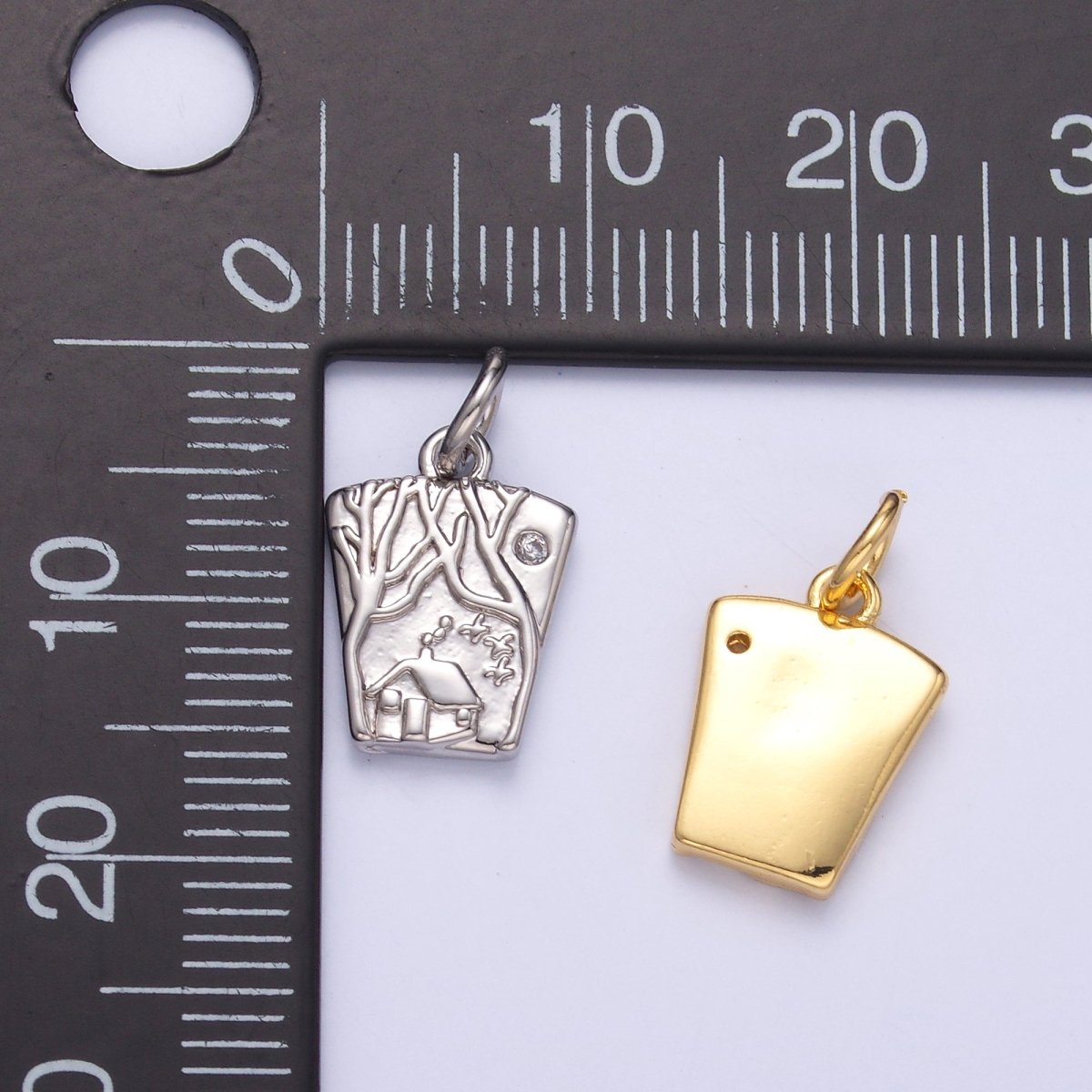 24K Gold Filled Wooden Cabin House in Forest Charm in Gold & Silver | N009 - DLUXCA