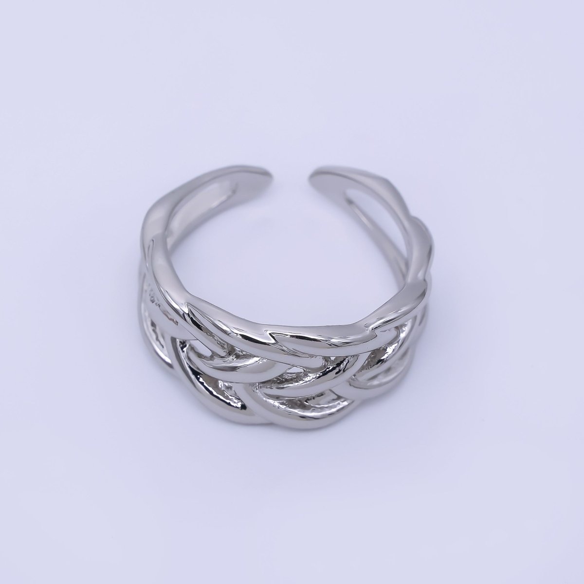 24K Gold Filled Woven Ring Adjustable Cuff Ring | O1659 - DLUXCA