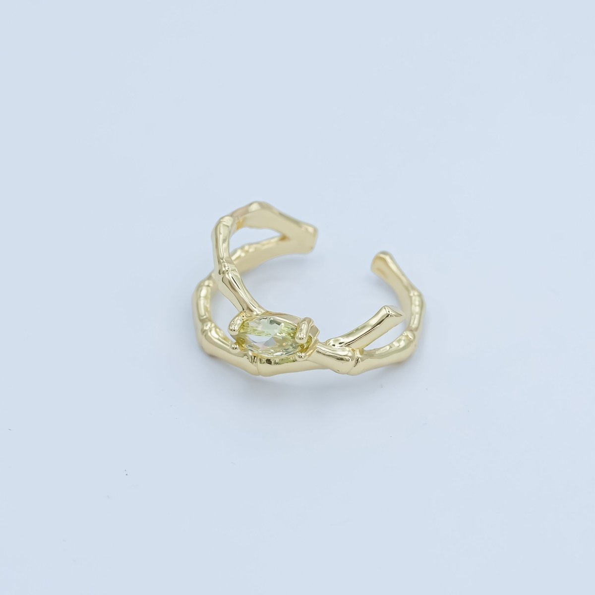 24K Gold Filled Yellow CZ Molten Double Band Ring | O853 - DLUXCA