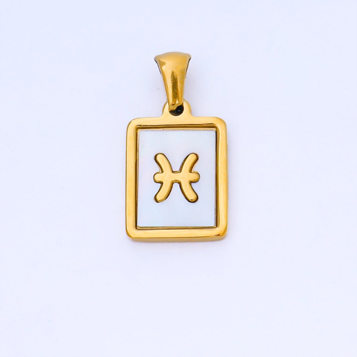 24K Gold Filled Zodiac Sign Shell Pearl Tag Astrology Horoscope Stainless Steel Pendants | A - A1809 - A - A1814 - DLUXCA