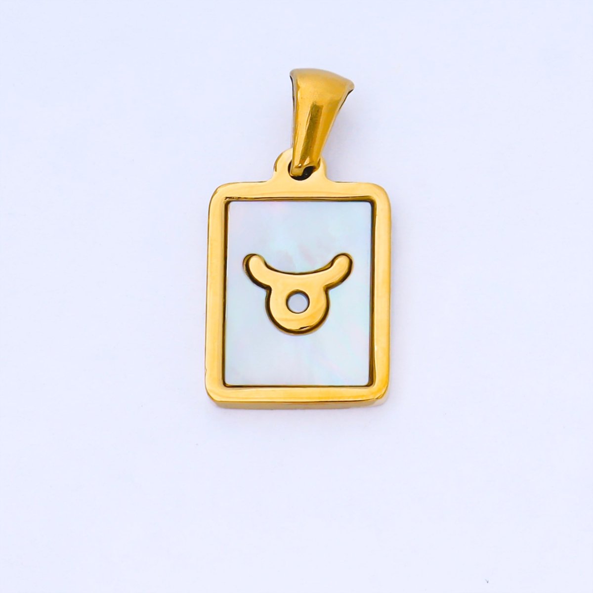 24K Gold Filled Zodiac Sign Shell Pearl Tag Astrology Horoscope Stainless Steel Pendants | A - A1809 - A - A1814 - DLUXCA