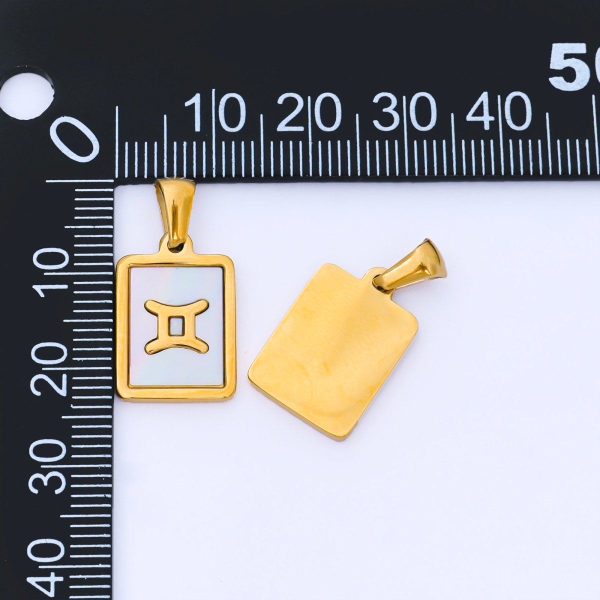 24K Gold Filled Zodiac Sign Shell Pearl Tag Astrology Horoscope Stainless Steel Pendants | A - A1809 - A - A1814 - DLUXCA