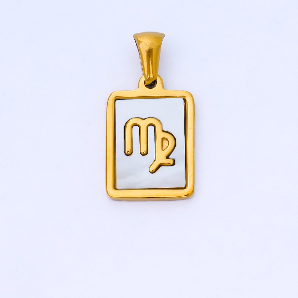 24K Gold Filled Zodiac Sign Shell Pearl Tag Astrology Horoscope Stainless Steel Pendants | A - A1809 - A - A1814 - DLUXCA