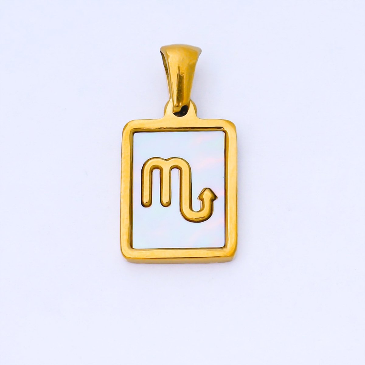 24K Gold Filled Zodiac Sign Shell Pearl Tag Astrology Horoscope Stainless Steel Pendants | A - A1809 - A - A1814 - DLUXCA