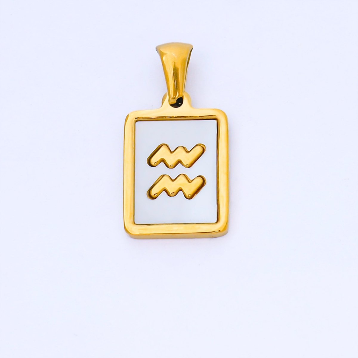 24K Gold Filled Zodiac Sign Shell Pearl Tag Astrology Horoscope Stainless Steel Pendants | A - A1809 - A - A1814 - DLUXCA