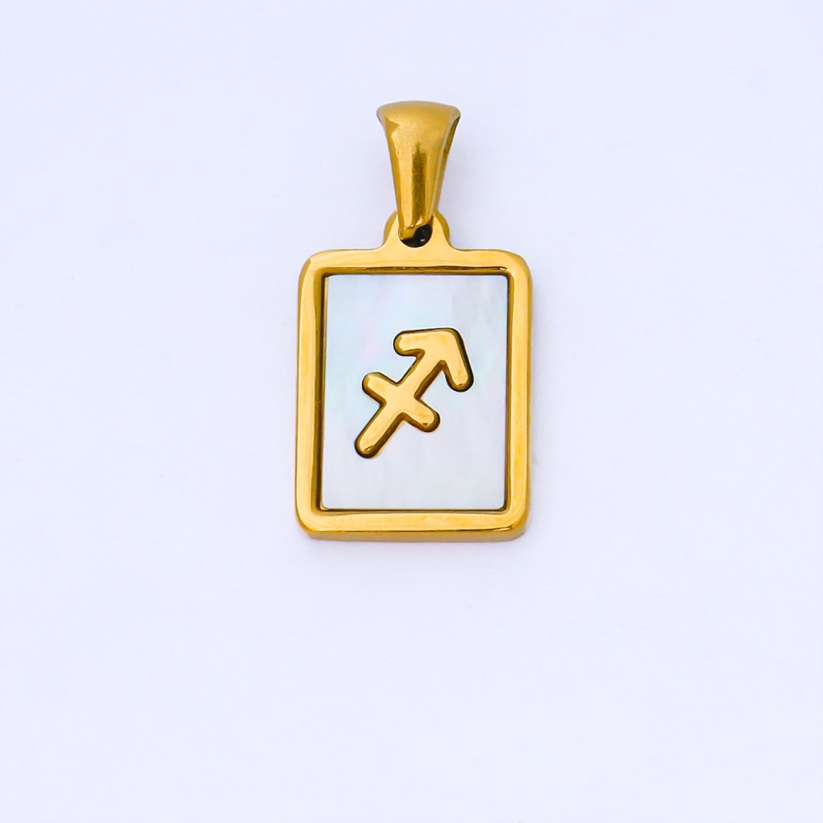 24K Gold Filled Zodiac Sign Shell Pearl Tag Astrology Horoscope Stainless Steel Pendants | A - A1809 - A - A1814 - DLUXCA