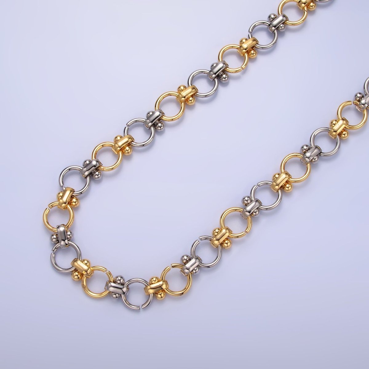 24K Gold Plated 10mm Mixed Metal Cable Unfinished Chain by Yard | Roll - 1541 - DLUXCA