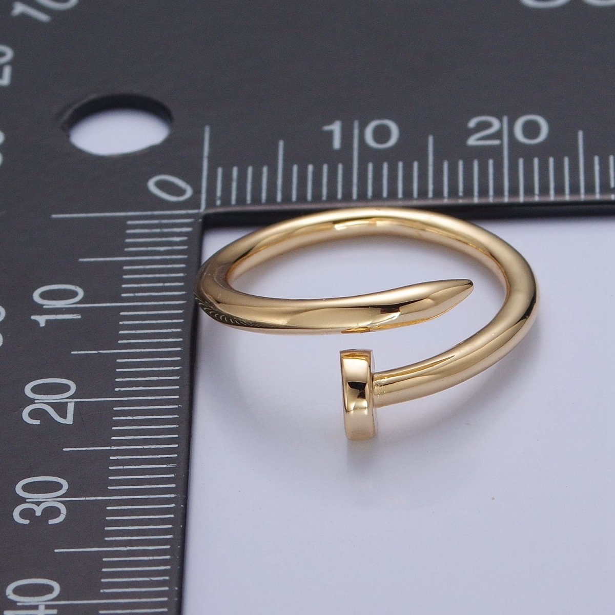 24K Gold Plated Adjustable Minimalist Nail Bent Ring | O2194 - DLUXCA