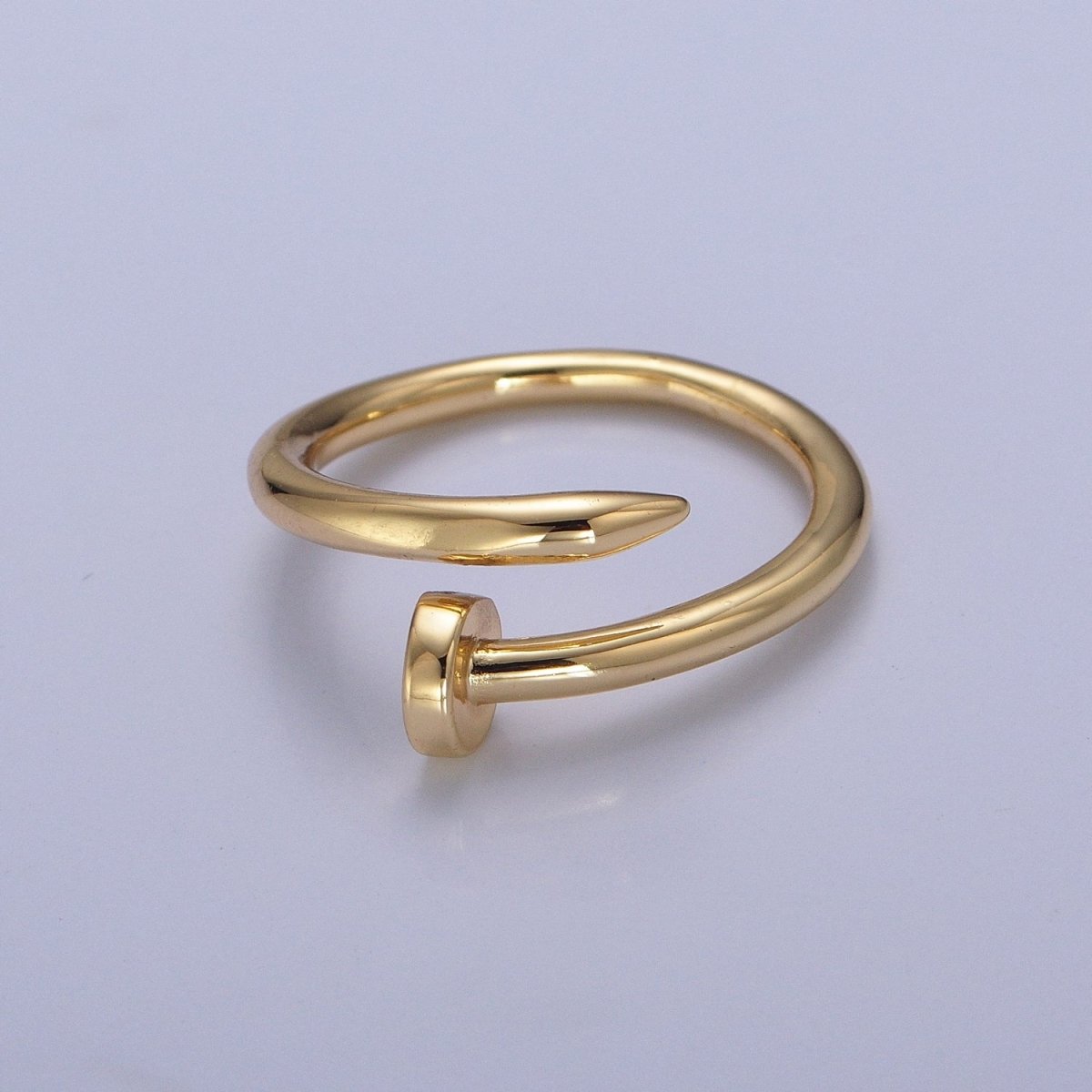 24K Gold Plated Adjustable Minimalist Nail Bent Ring | O2194 - DLUXCA