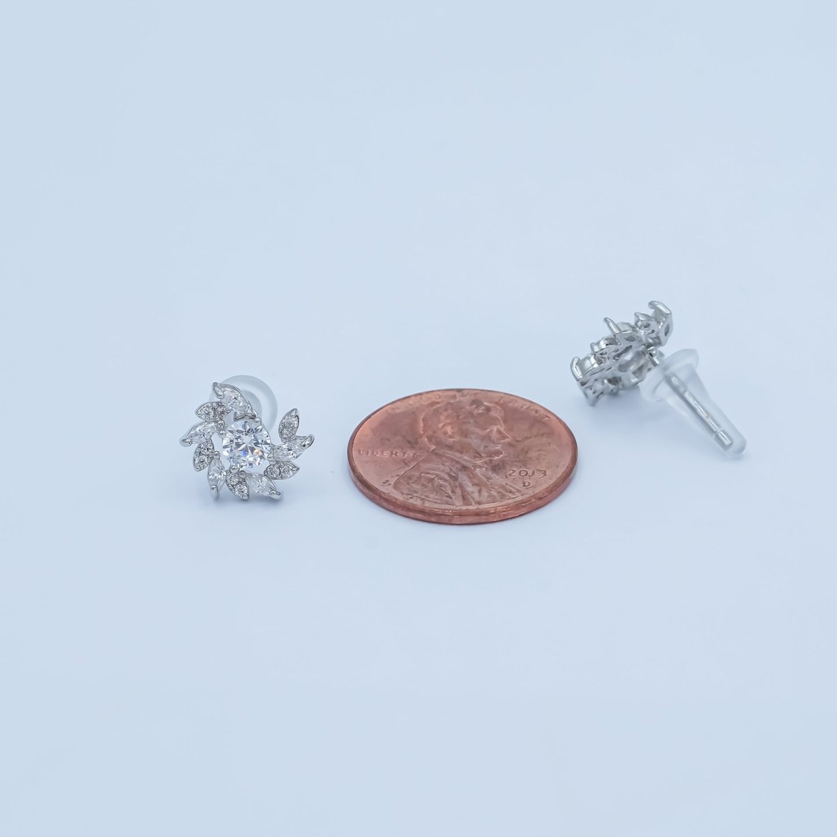 24K Gold Plated Marquise Micro Paved CZ Spiral Stud Earrings Set in Gold & Silver | AB488 AB549 - DLUXCA