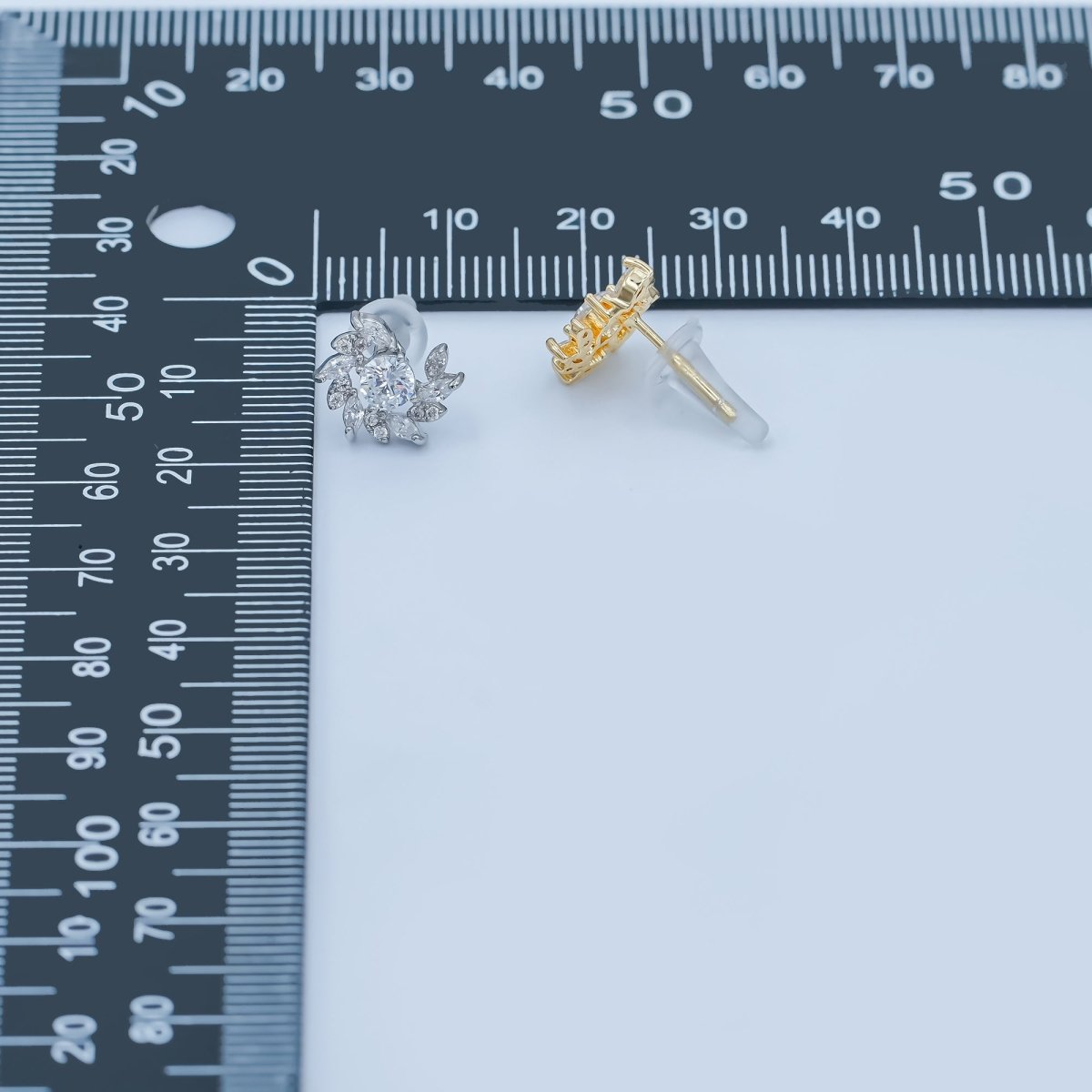 24K Gold Plated Marquise Micro Paved CZ Spiral Stud Earrings Set in Gold & Silver | AB488 AB549 - DLUXCA