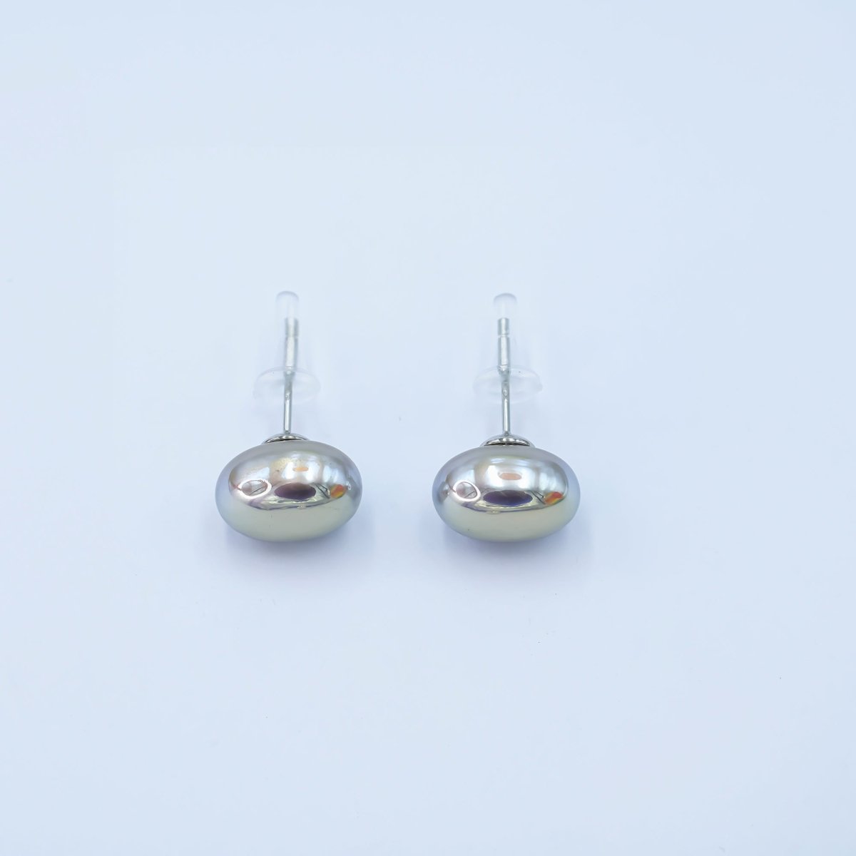 24K Gold Plated Shell Pearl CZ Button Stud Earrings in Gold & Silver | AB324 AB328 - DLUXCA