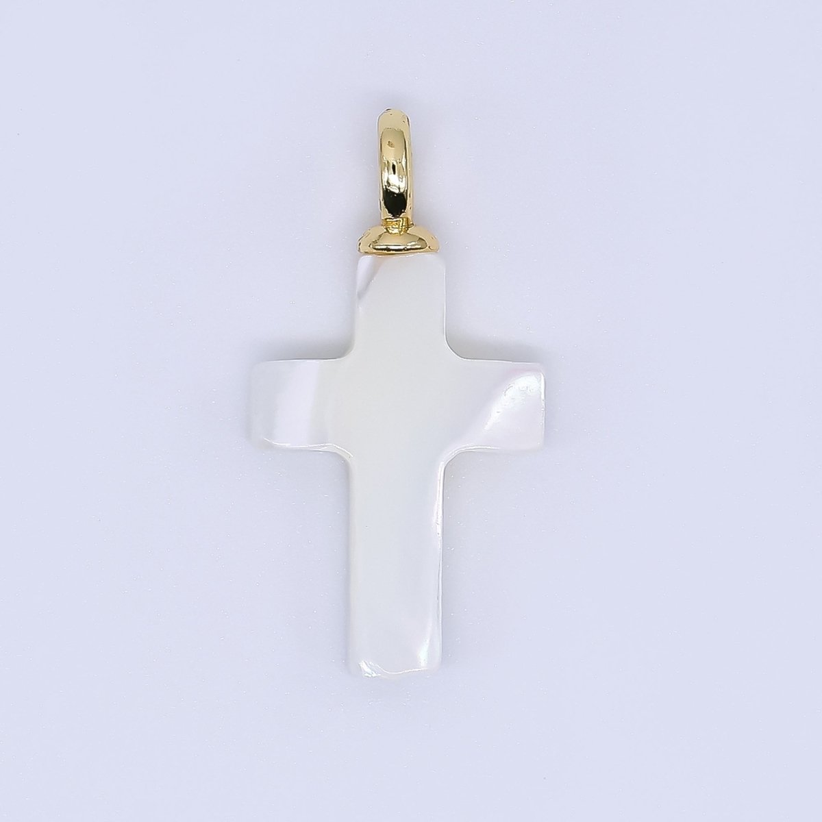 24K Gold Shell Pearl Shiny Holy Cross Charm Pendant | AF - 552 P - 1738 - DLUXCA