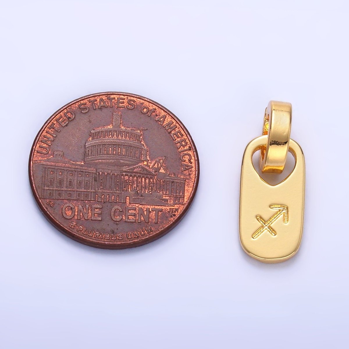 24K Gold Zodiac Star Sign Script Engraved Snap Latch Tag Pendant | A1307 - A1312 - DLUXCA