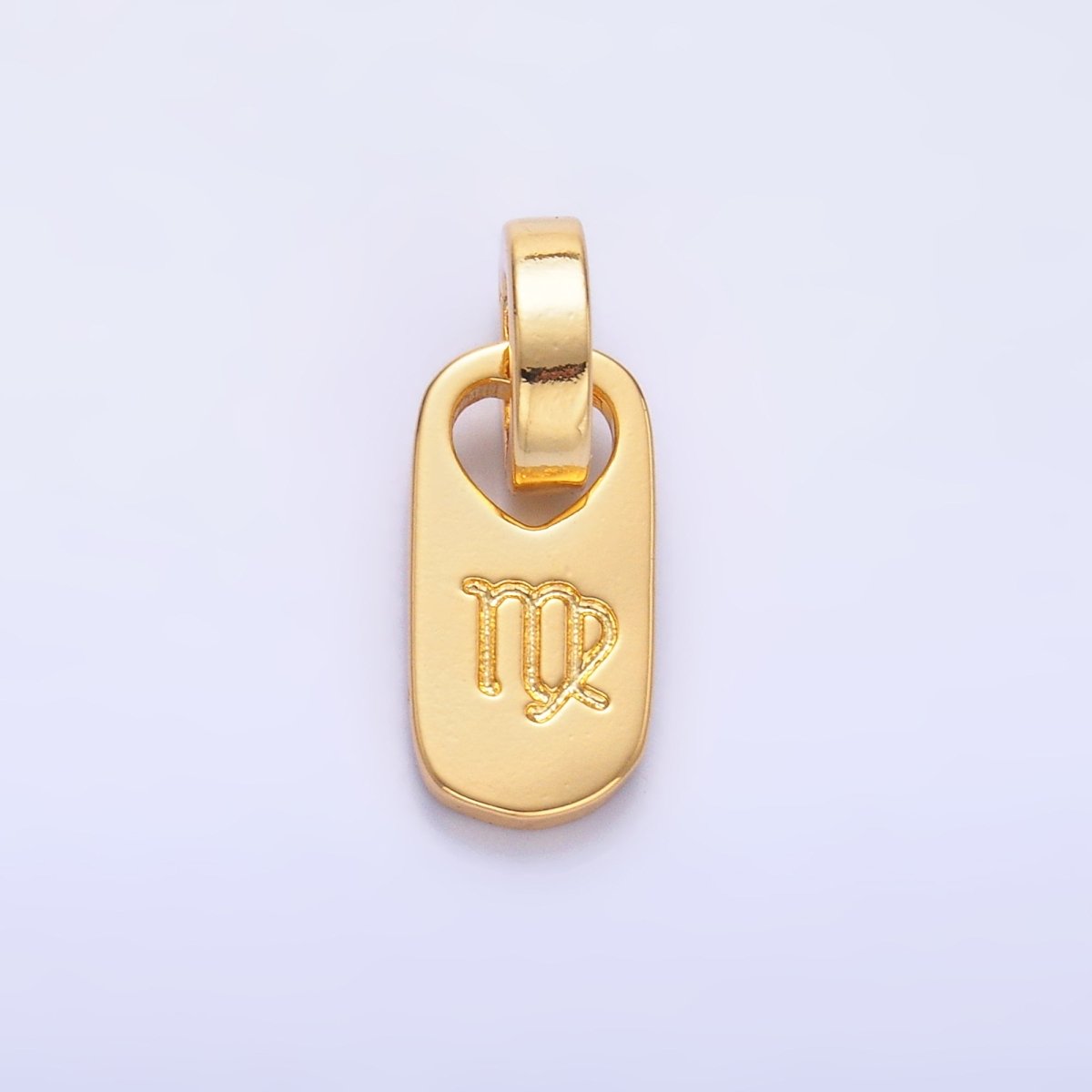 24K Gold Zodiac Star Sign Script Engraved Snap Latch Tag Pendant | A1307 - A1312 - DLUXCA