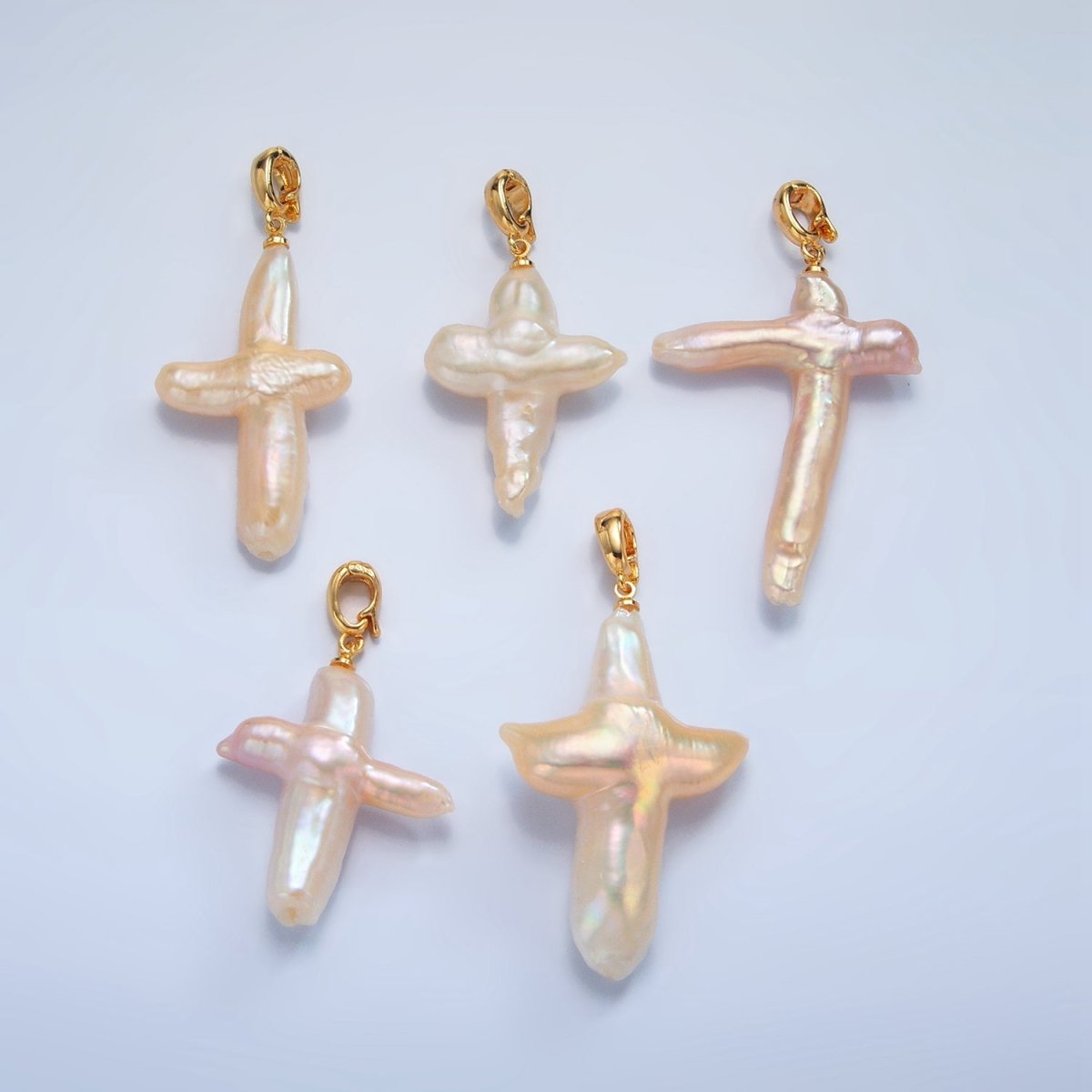 24K White Pearl Religious Cross Gold Pendant P - 1762 - DLUXCA