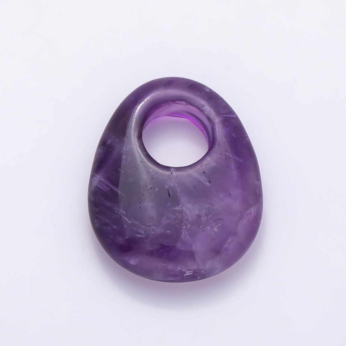 25mm Natural Gemstone Chubby Teardrop Slide Charm Pendant | Findings-00470 ~ Findings-00478 - DLUXCA