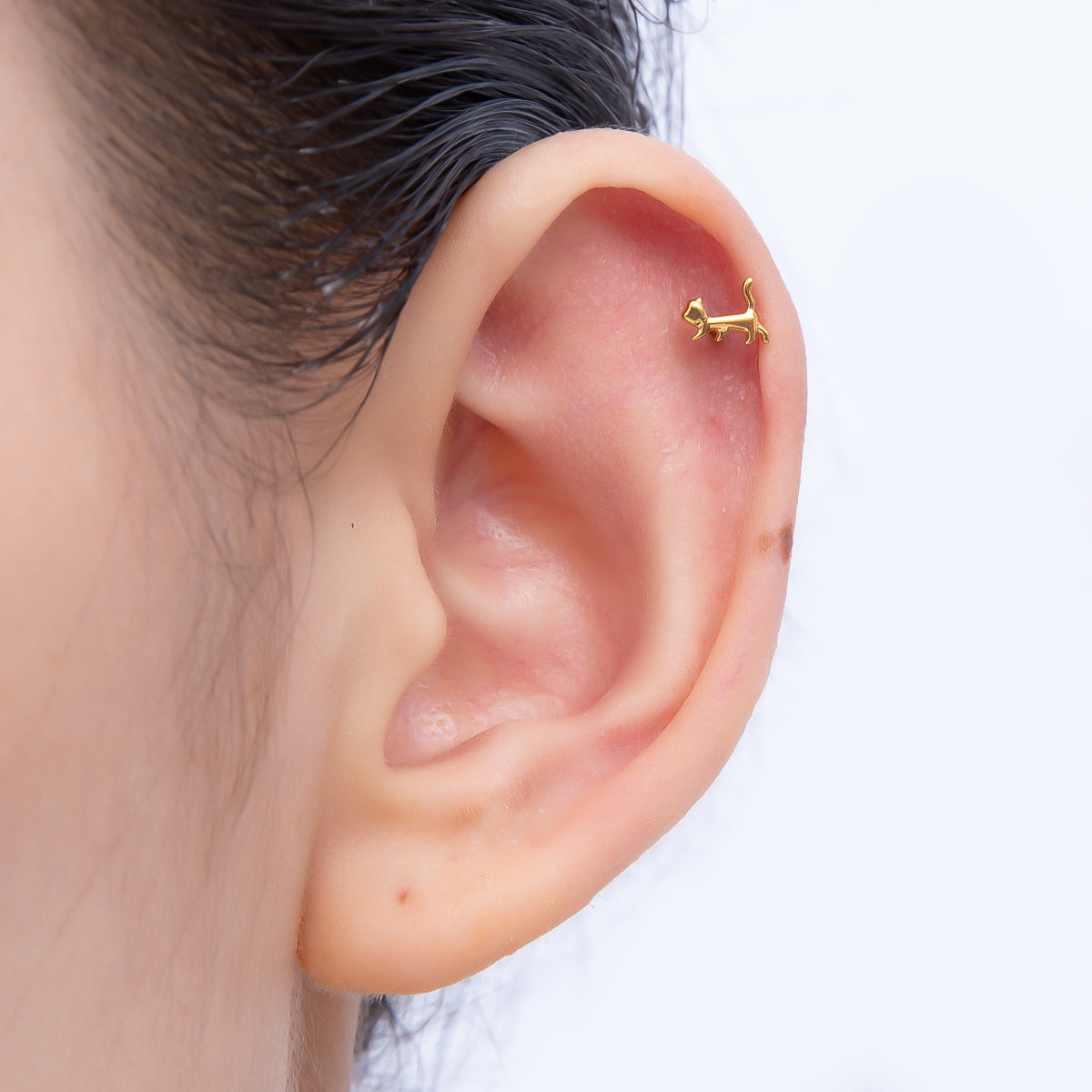 Titanium 8mm Pet Minimalist Cartilage Piercing Flat Back Stud in Gold & Silver | Findings-00281 Findings-00282