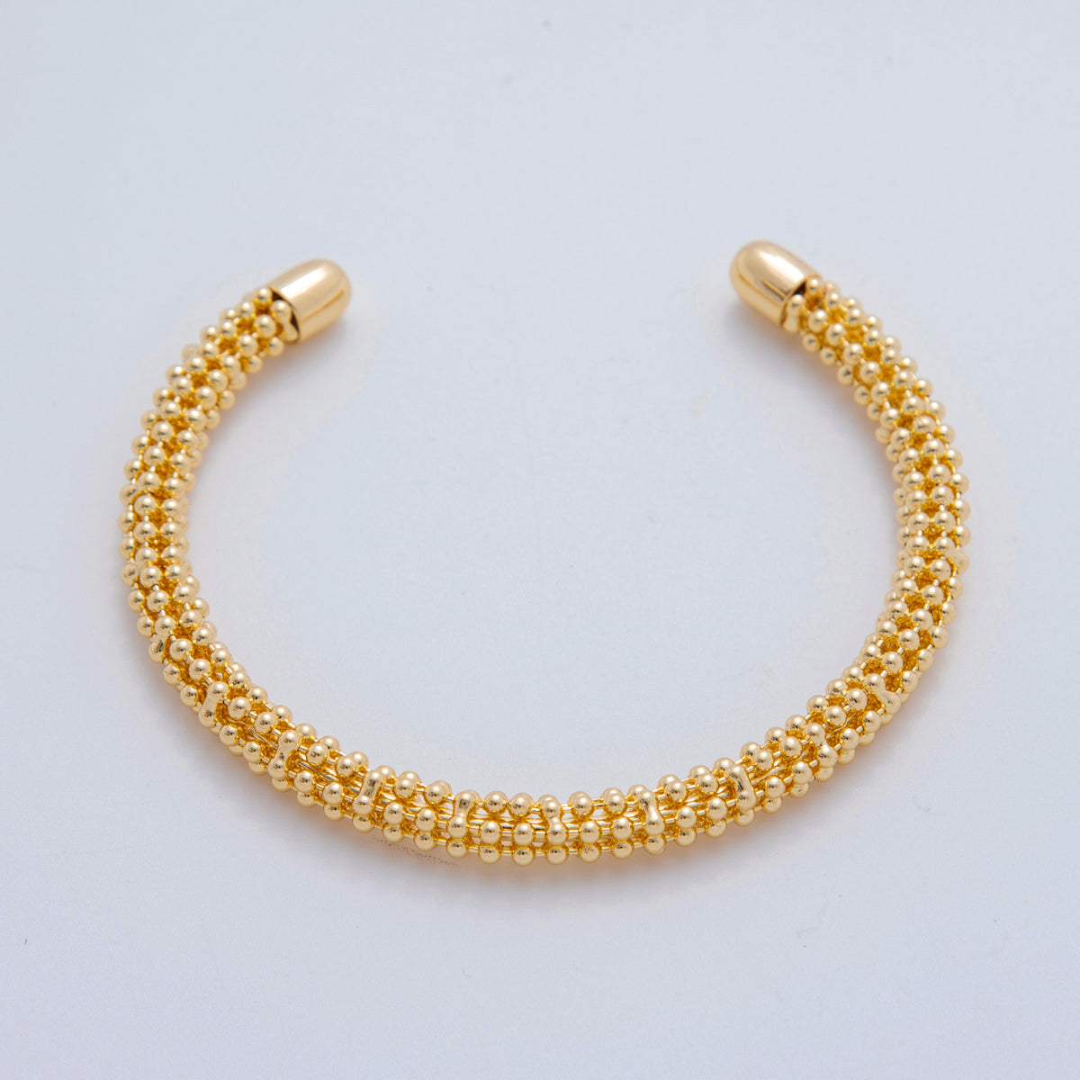 18K Gold Filled Beaded Bubble Band Cuff Bracelet | WA-03293