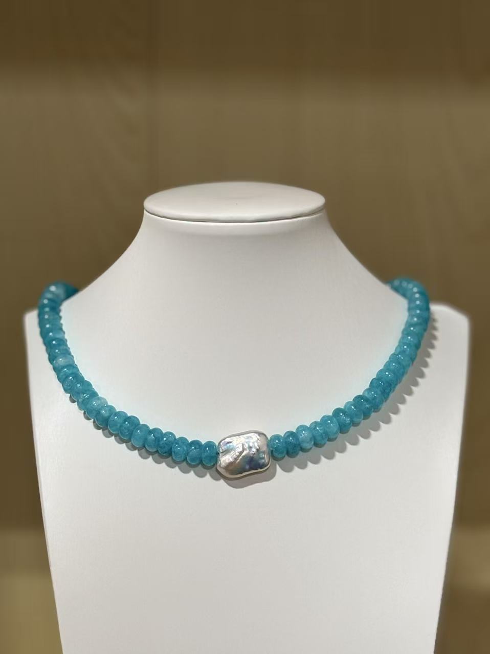 SUMMER HANDMADE 18K Gold Filled Freshwater Pearl Rondelle Gemstone 18 Inch Necklace