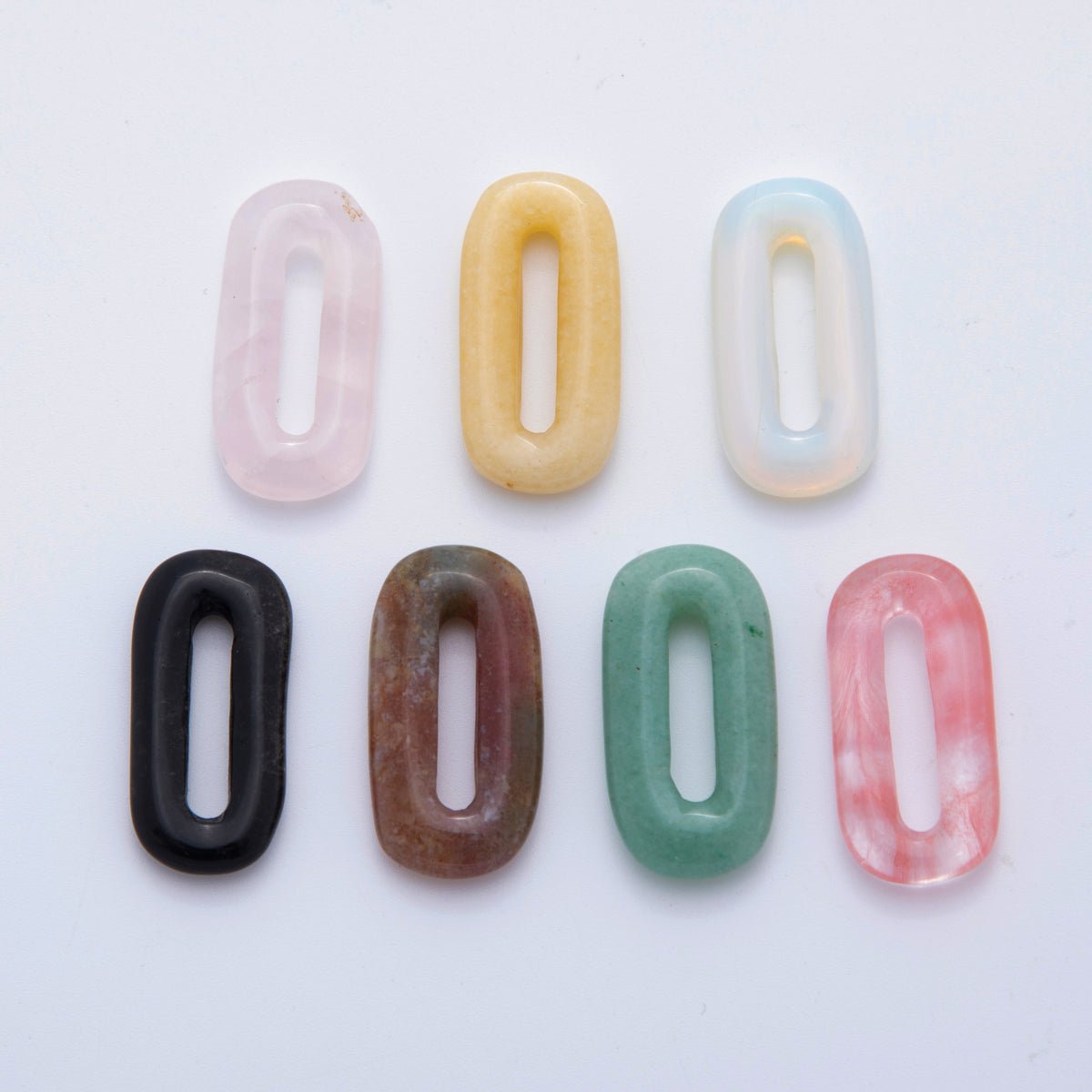 30mm Natural Gemstone Oval Oblong Link Finding | Z1204 - Z1210 - DLUXCA