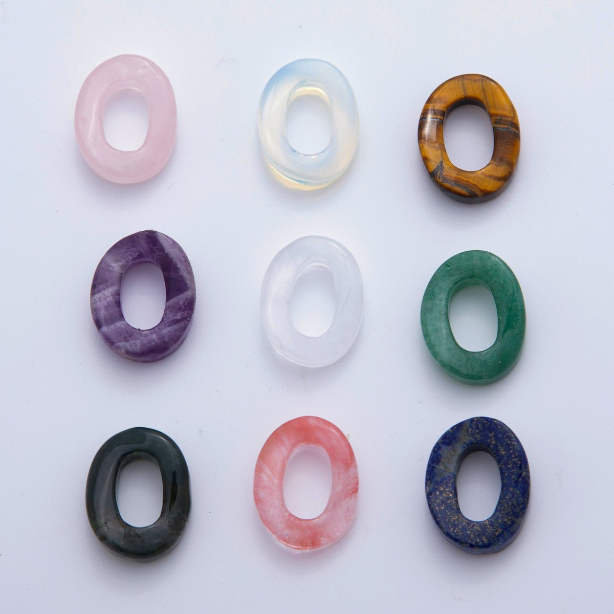 30mm Natural Gemstone Oval Oblong Link Finding | Z1211 - Z1219 - DLUXCA