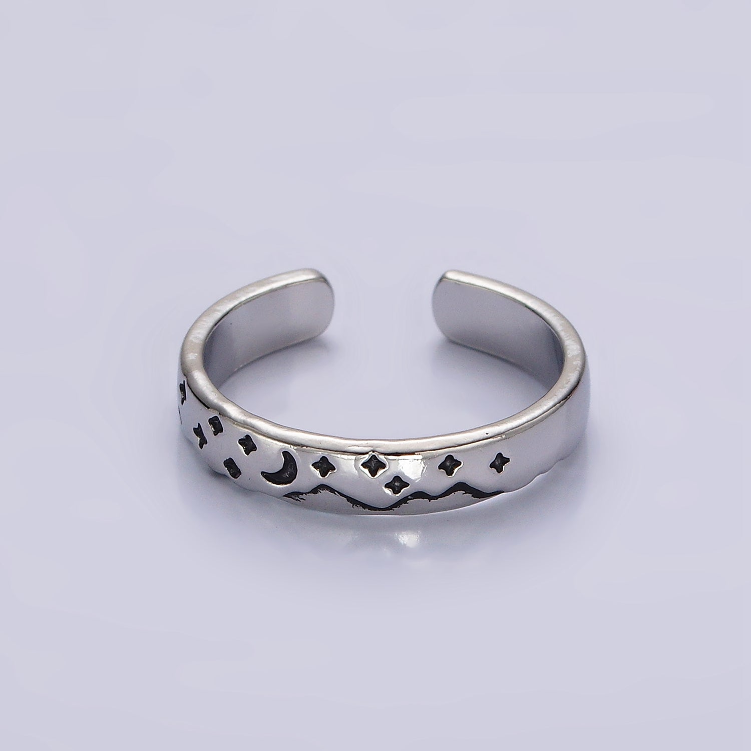 14K Gold Filled Valley River Starry Night Band Ring Set in Silver & Gold | O1068 O1069