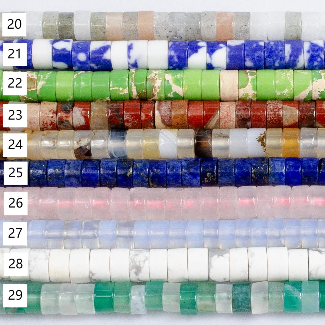 4.4mm Rhondelle Natural Gemstone Heishi Bead Strand Findings | WA - 2685 ~ WA - 2713 - DLUXCA