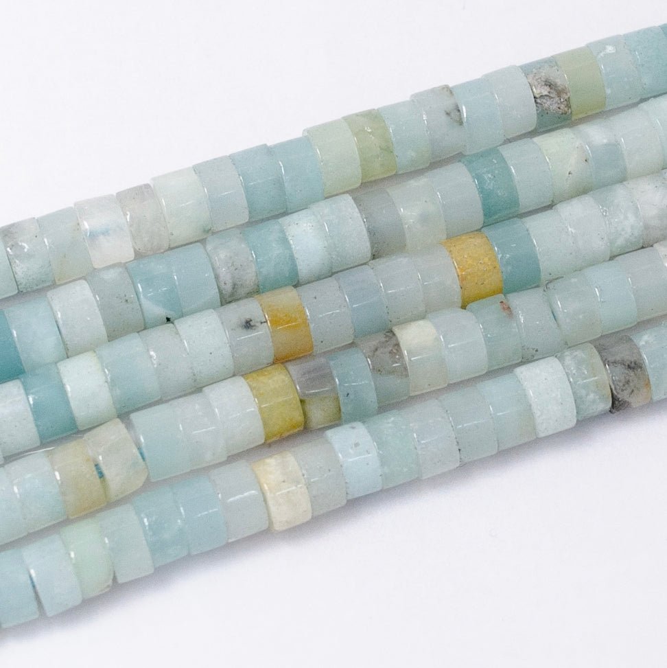 4.4mm Rhondelle Natural Gemstone Heishi Bead Strand Findings | WA - 2685 ~ WA - 2713 - DLUXCA