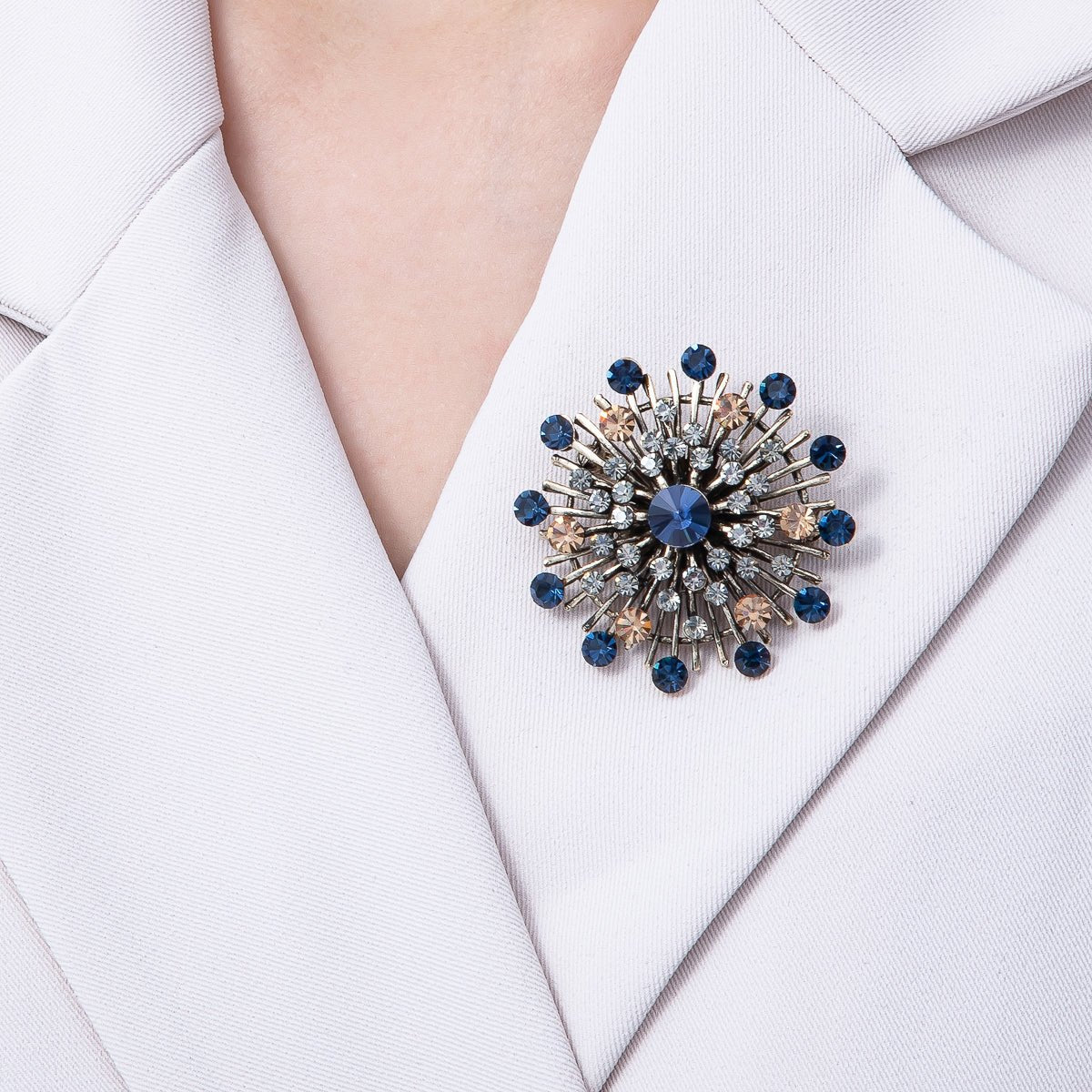 45mm Blue, Black Vintage Antique Sunburst Celestial Brooch Pin | BH025 BH026 - DLUXCA