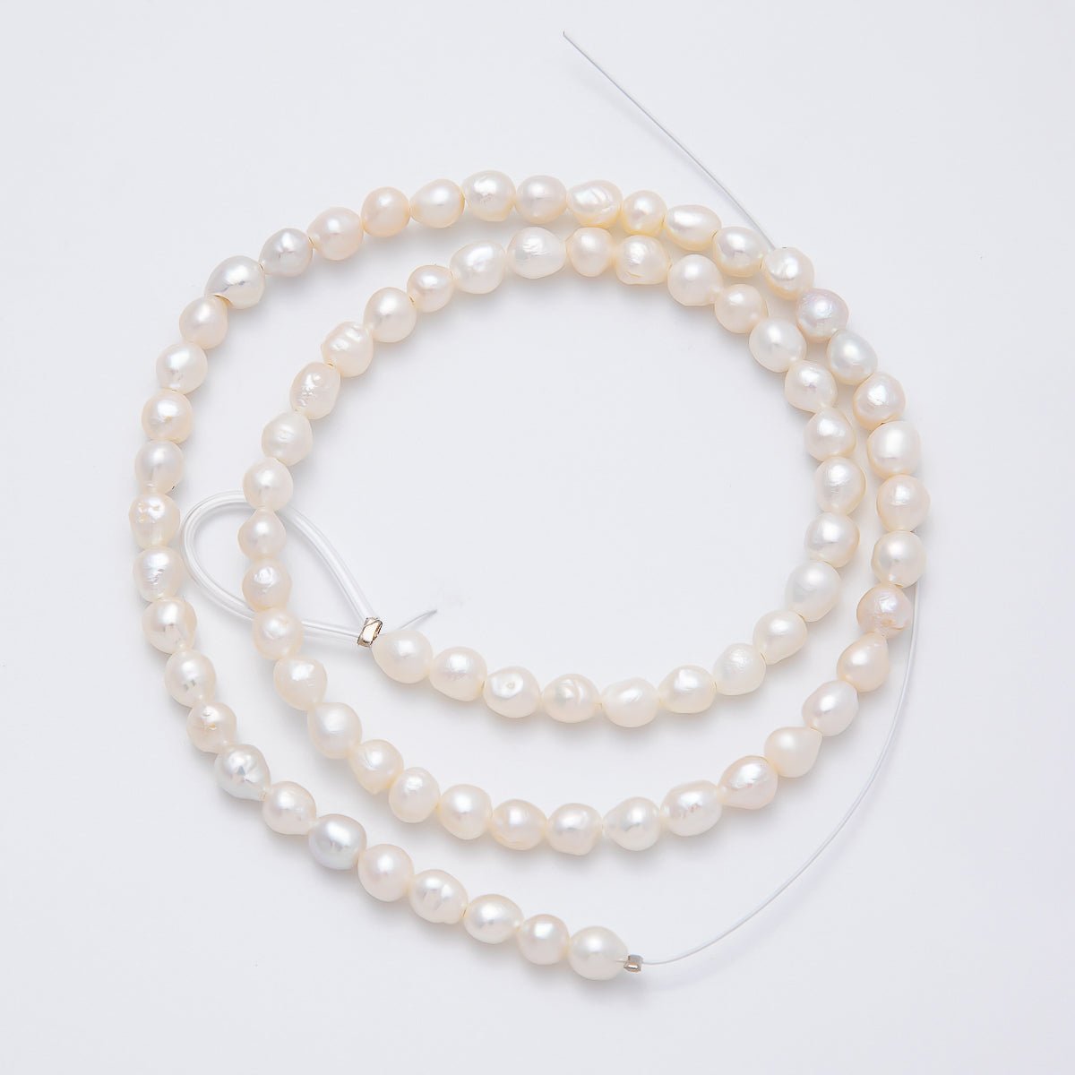 4.5mm Off White Button Round Freshwater Pearl Strand Finding | WA - 04263 - DLUXCA