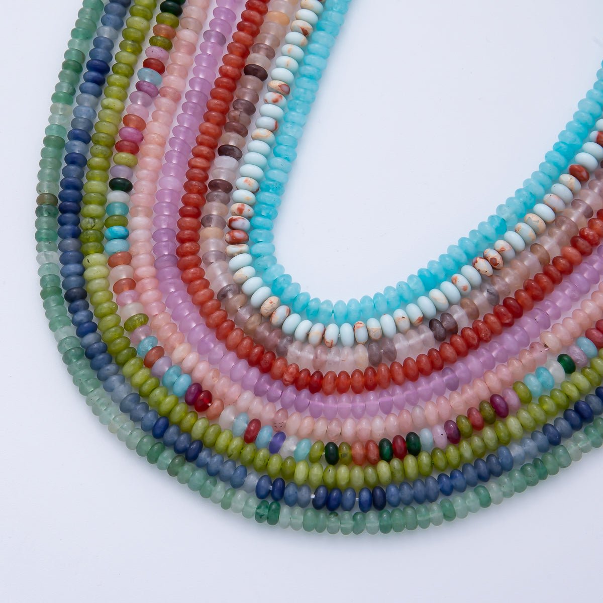 4.8mm x 2.5mm Rondelle Natural Gemstone Strand Finding | WA - 04176 ~ WA - 04185 - DLUXCA