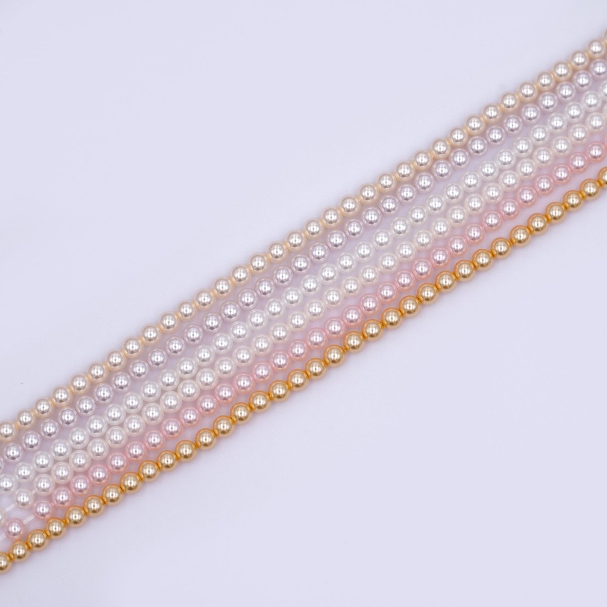 4mm Round White, Purple, Pink Shell Pearl Strand | WA - 2987 ~ WA - 3011 - DLUXCA