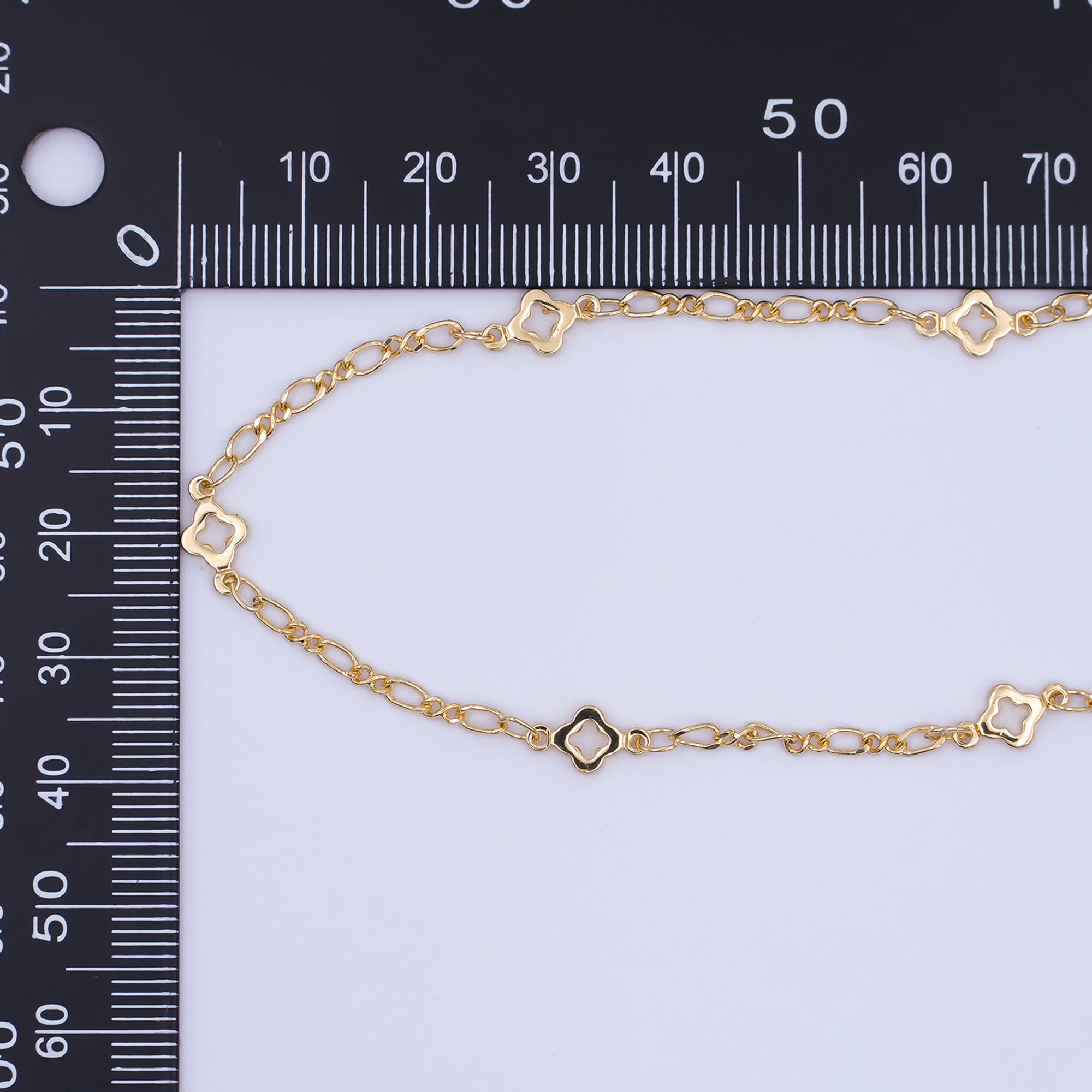 Dainty 24k Gold Filled Clover Chain by Yard Wholesale Gold Station Chain 5mm Clover Cable Chain for Jewelry Making | ROLL-791