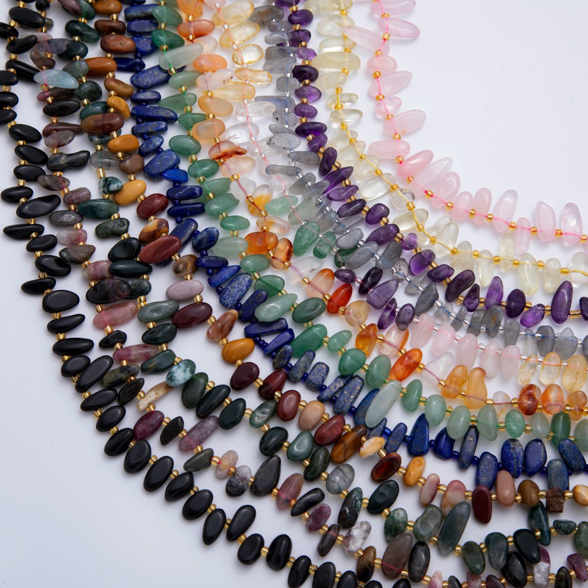 5.5mm Geometric Pebble Natural Gemstone Bead Strand Finding | WA - 1971 - DLUXCA