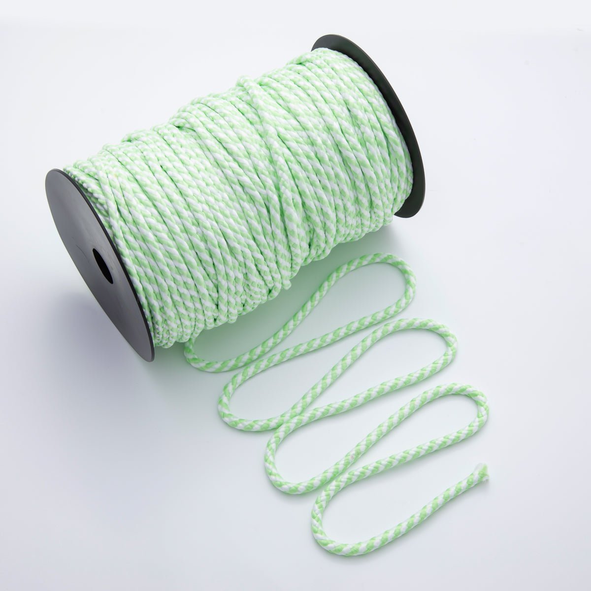 5mm Green White Braided Cord by Yard Unfinished Paracord for Necklace Bracelet Finding | Roll - 1731 - DLUXCA
