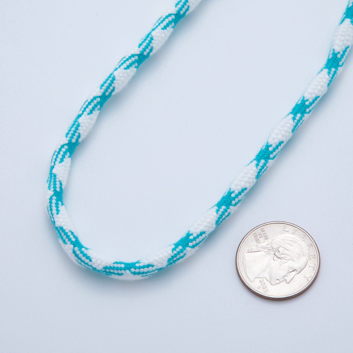 5mm Light Blue - White Braided Summer Sport Cord Necklace Bracelet Finding by Yard | Roll - 1634 - DLUXCA
