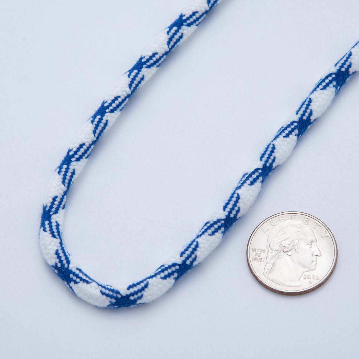 5mm Navy Blue - White Braided Summer Sport Cord Necklace Bracelet Finding by Yard | Roll - 1627 - DLUXCA