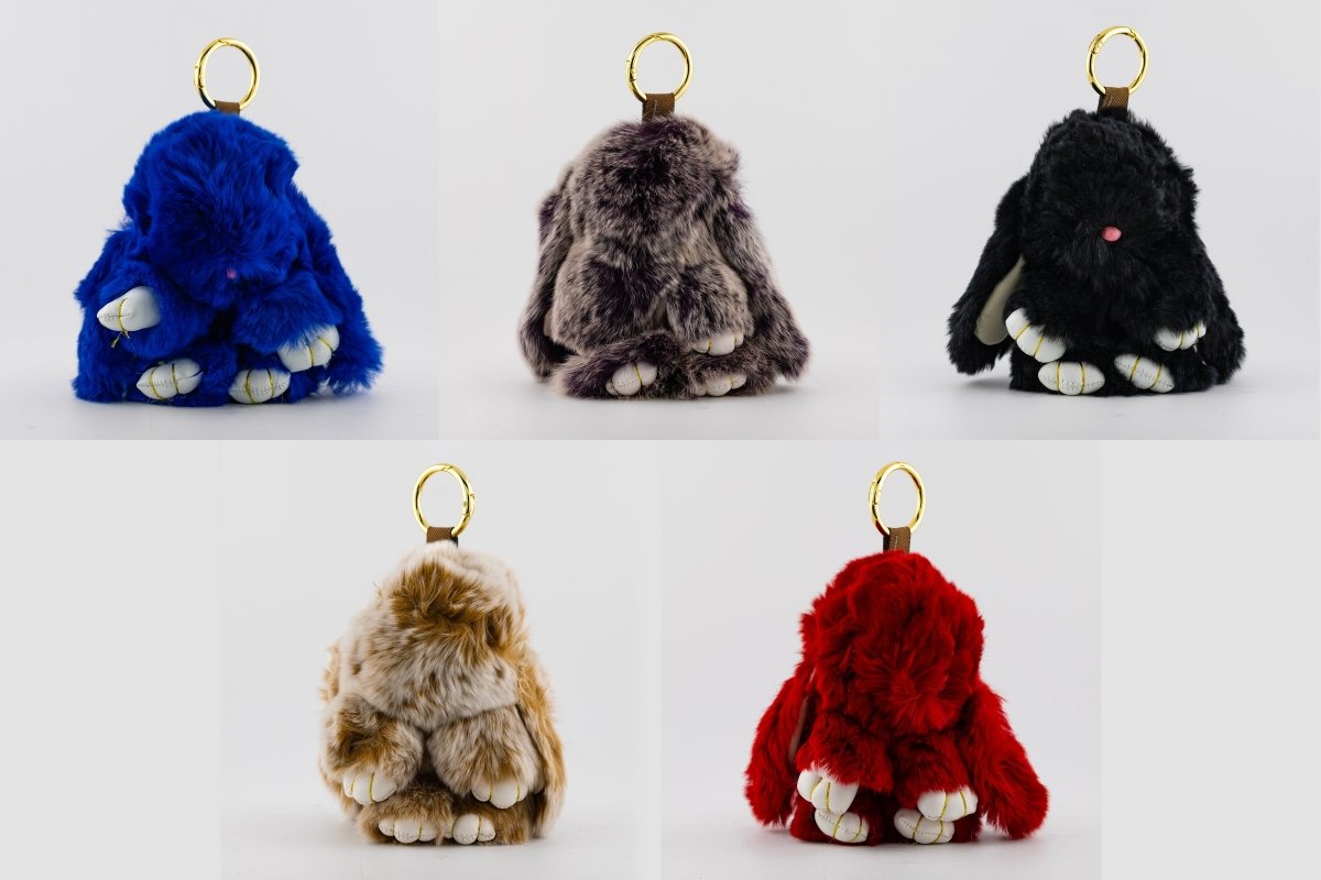 6 Inch x 4 Inch Fluffy Bunny Keychain Accessories | WB - 00315 ~ WB - 00319 - DLUXCA