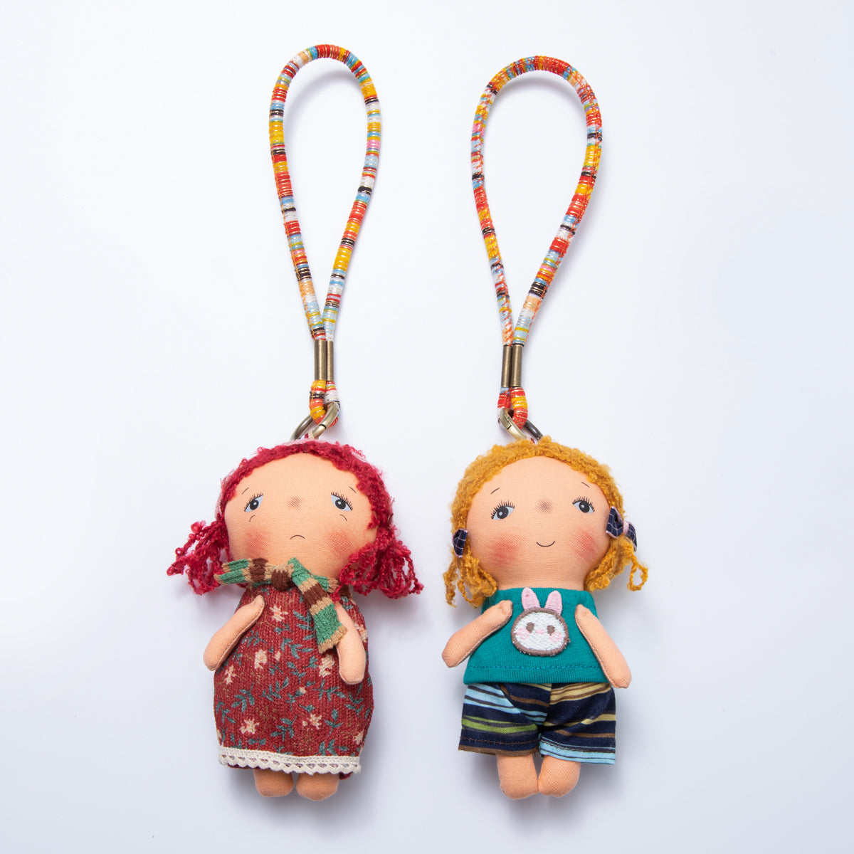 Fabric Doll 300mm Red Hair and Golden Hair Cute Girl Friendship Keychain | WB-00065 - WB-00066