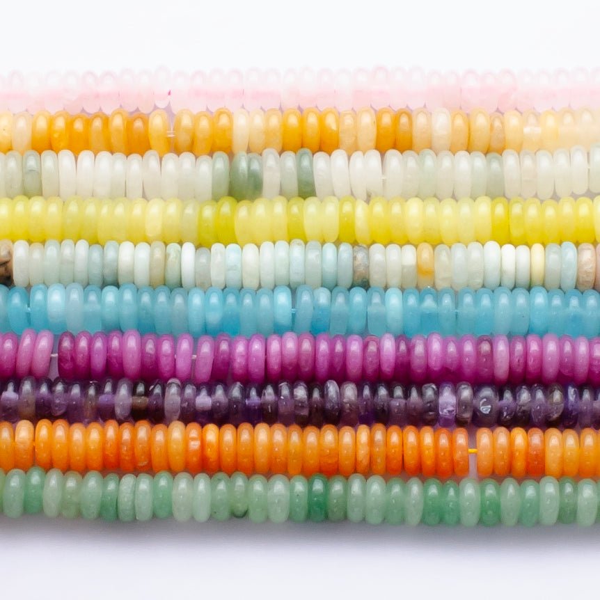 6mm Flat Round Natural Gemstone Strand | WA - 3118 ~ WA - 3127 - DLUXCA
