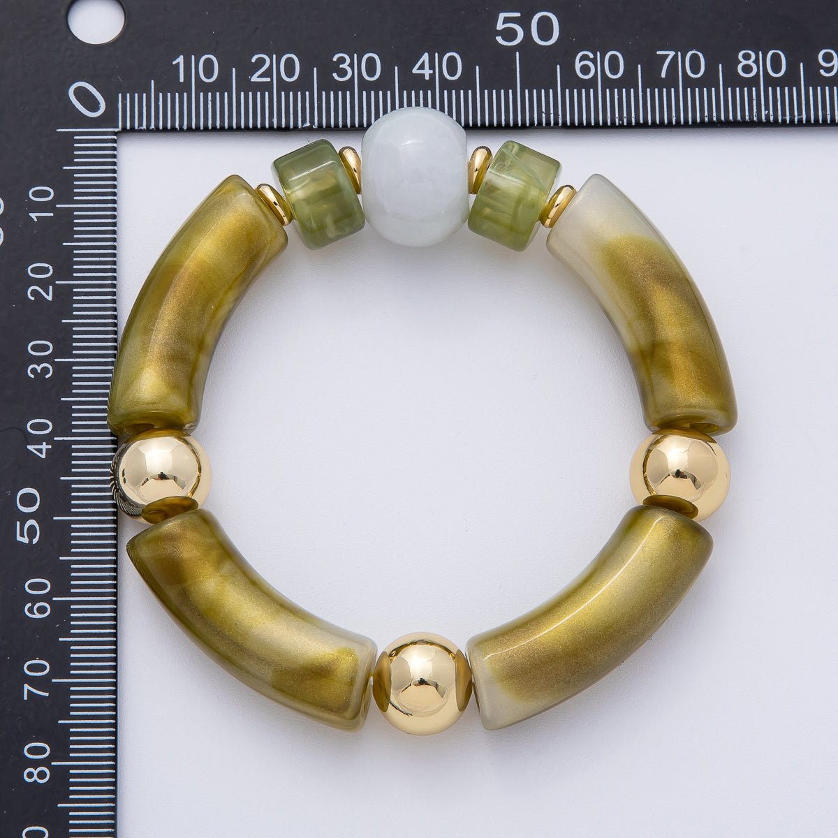 6mm Green Malachite, Peridot Gemstone Bead Stretch Bracelet | WA - 3973 - DLUXCA