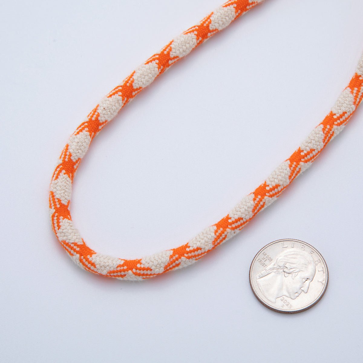 6mm Orange - Beige Braided Summer Sport Cord Necklace Bracelet Finding by Yard | Roll - 1646 - DLUXCA