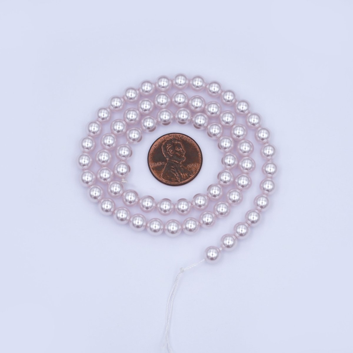 6mm Round White, Purple, Pink Shell Pearl Strand | WA - 2989 - WA - 3014 - DLUXCA