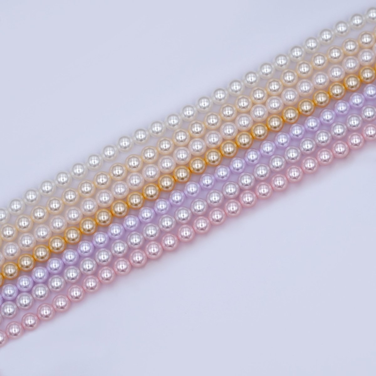 6mm Round White, Purple, Pink Shell Pearl Strand | WA - 2989 - WA - 3014 - DLUXCA