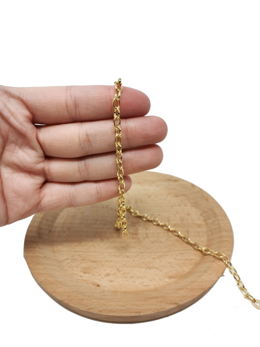 6x4mm Thick Rolo Cable Chain by the Yard, 24K Gold Filled Oval Chunky Necklace Unfinished Chain Great For Layer Necklace Choker Bracelet, CABLE Chain | ROLL - 062 Clearance Pricing - DLUXCA