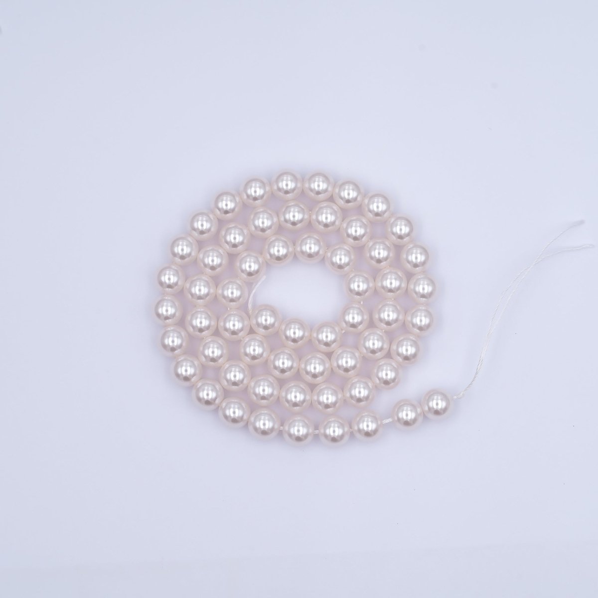 74mm White, Light Pink Round Shell Pearl Strand | WA - 2990 WA - 2996 - DLUXCA