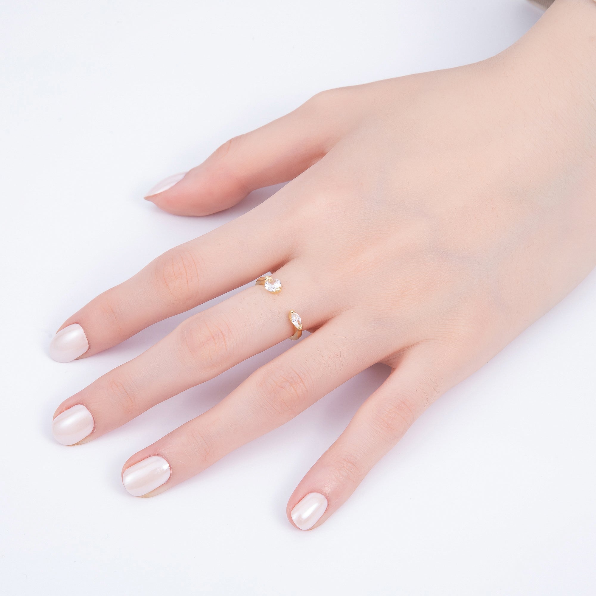 18K Gold Filled Clear Round Marquise CZ Solitaire Wrap Ring | Rings-00039