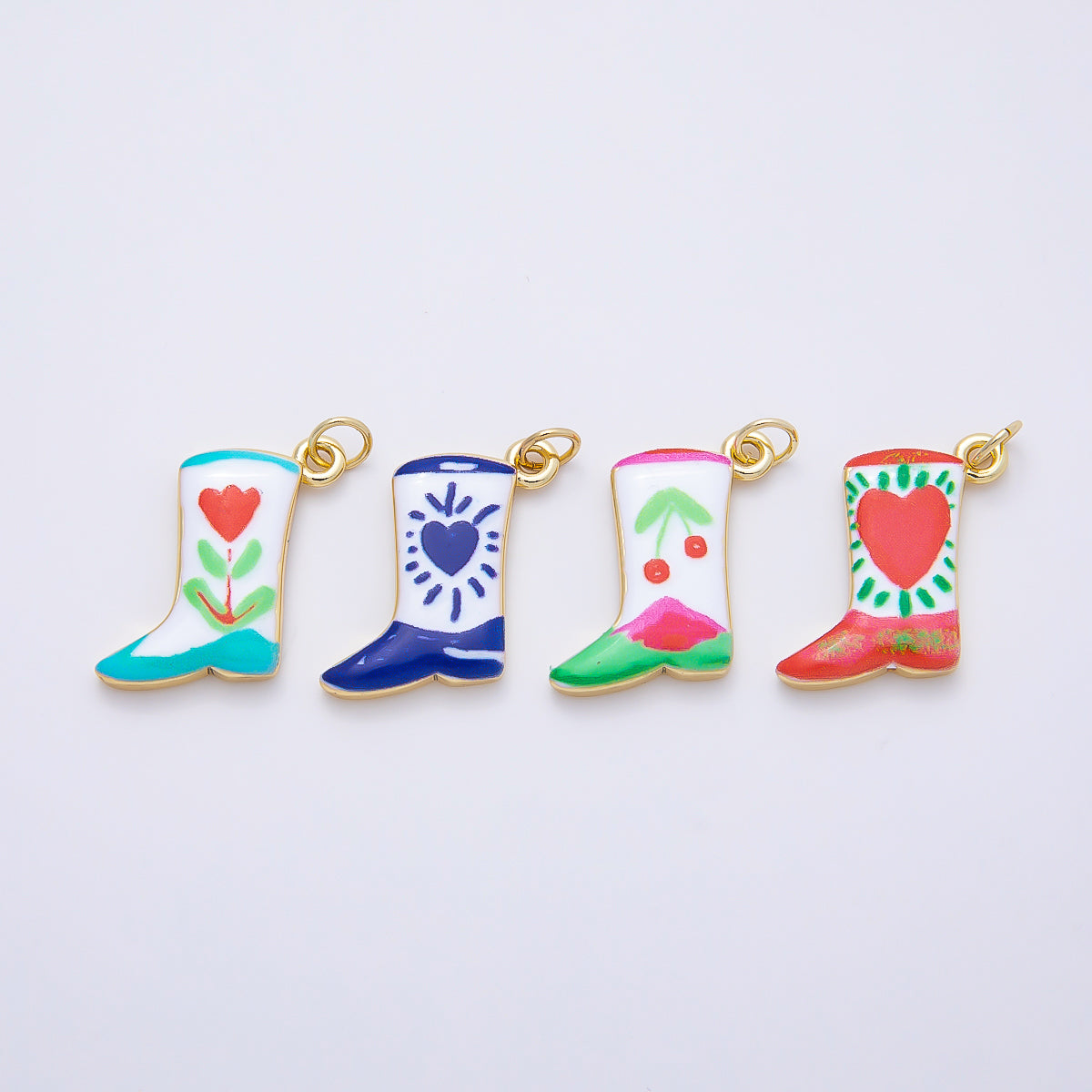 16K Gold Filled 20mm Enamel Boots Shoes Charm | Charms-01236 ~ Charms-01239