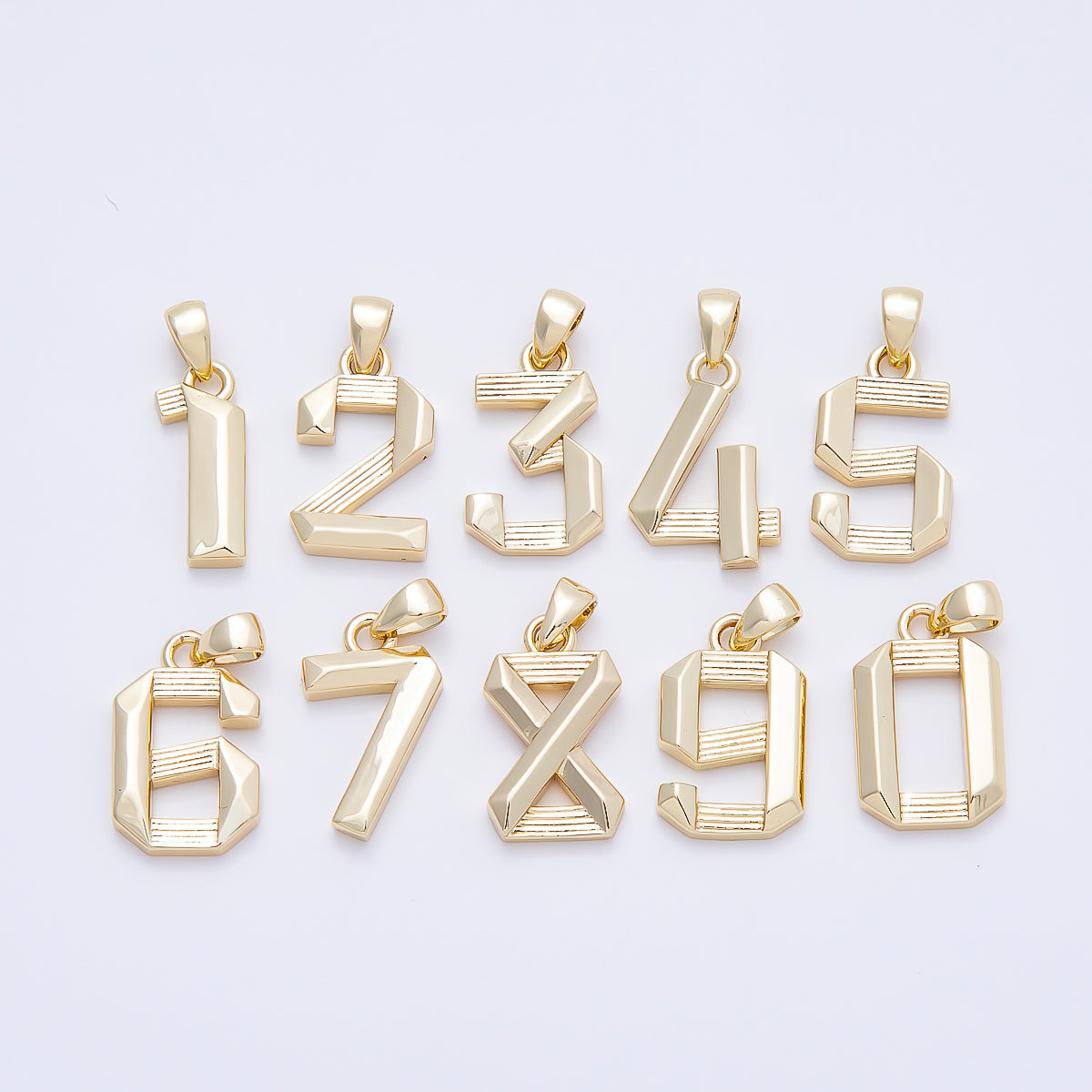 16K Gold Filled 15mm Ribbed Edged Geometric Number Numerology Charm | Charms-01207 ~ Charms-01216